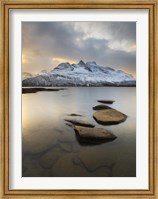 Framed Novatinden Mountain and Skoddeberg Lake in Troms County, Norway