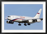Framed Ilyushin Il-96 airliner prepares for landing