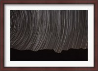 Framed Star trails above a valley in the Firoozkooh area, Iran