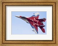 Framed Top view of a Russian MiG-29OVT aerobatic aircraft