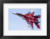 Framed Top view of a Russian MiG-29OVT aerobatic aircraft