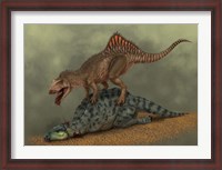 Framed Concavenator kills a young iguanodon dinosaur