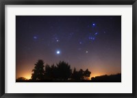 Framed Pleiades, Taurus and Orion with Jupiter over Doyle, Argentina