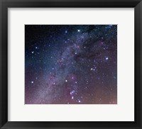 Framed Winter sky panorama with various deep sky objects