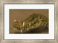 Framed Kaprosuchus saharicus head detail