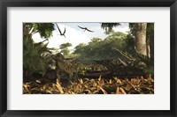 Framed group of Ankylosaurid dinosaurs from the early Cretaceous