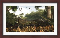 Framed group of Ankylosaurid dinosaurs from the early Cretaceous