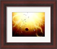 Framed Artist's concept of a manned expedition to the inner planets of a raging star