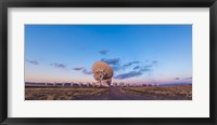 Framed Very Large Array radio telescope in New Mexico at sunset