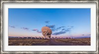 Framed Very Large Array radio telescope in New Mexico at sunset