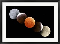 Framed Digital composite of total lunar eclipse