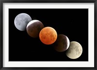 Framed Digital composite of total lunar eclipse