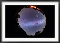 Framed fish-eye 360 degree image of the entire southern sky
