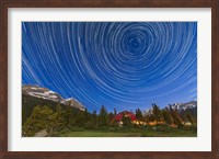 Framed Circumpolar star trails over Banff National Park, Alberta, Canada