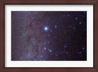 Framed constellation of Canis Major and nearby open clusters and nebulae