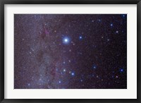 Framed constellation of Canis Major and nearby open clusters and nebulae