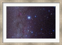 Framed constellation of Canis Major and nearby open clusters and nebulae
