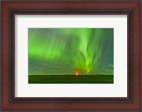 Framed northern lights as seen from the Wintering Hills Wind Farm, Alberta, Canada