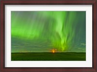 Framed northern lights as seen from the Wintering Hills Wind Farm, Alberta, Canada