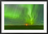 Framed northern lights as seen from the Wintering Hills Wind Farm, Alberta, Canada