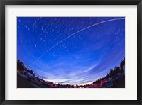 Framed Trail of the International Space Station as it passes over a campground in Canada