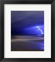 Framed bolt of lightning from an approaching storm in Miramar, Argentina