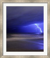 Framed bolt of lightning from an approaching storm in Miramar, Argentina