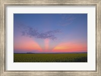 Framed Crepuscular rays at sunset, Alberta, Canada