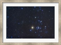 Framed Open cluster Hyades and giant star Aldebaran in the constellation of Taurus