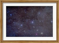 Framed Widefield view of the constellation Cassiopeia with nearby deep sky objects
