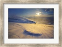 Framed blizzard on Toviktinden Mountain in Troms County, Norway