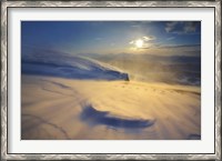 Framed blizzard on Toviktinden Mountain in Troms County, Norway
