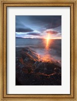 Framed Midnight Sun over Vagsfjorden, Skanland, Troms County, Norway