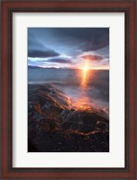 Framed Midnight Sun over Vagsfjorden, Skanland, Troms County, Norway