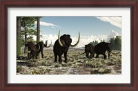 Framed Woolly Mammoths in the prehistoric northern hemisphere