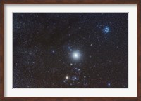 Framed Jupiter in the constellation Taurus with deep sky objects