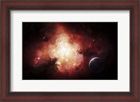 Framed birth of numerous stars exposing their light to the universe