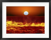 Framed Sun and ocean waves in Miramar, Argentina