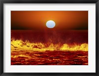 Framed Sun and ocean waves in Miramar, Argentina