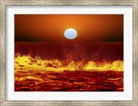 Framed Sun and ocean waves in Miramar, Argentina