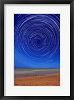 Framed Star trails around the south celestial pole at the beach in Miramar, Argentina