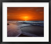 Framed Two crossing waves at sunrise in Miramar, Argentina