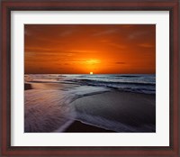 Framed Two crossing waves at sunrise in Miramar, Argentina