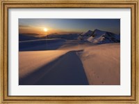 Framed Midnight Sun over Lilletinden Mountain, Nordland, Norway