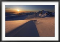 Framed Midnight Sun over Lilletinden Mountain, Nordland, Norway