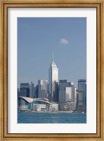 Framed City skyline view from Victoria Harbor, Hong Kong, China