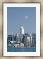 Framed City skyline view from Victoria Harbor, Hong Kong, China