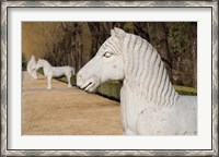 Framed Carved horse statues, Changling Sacred Was, Beijing, China