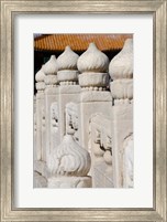 Framed China, Beijing, Forbidden City. Emperors palace, ornate marble bridge.