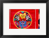 Framed China, Beijing. Chinese handicrafts. Colorful Chinese embroidery quilt